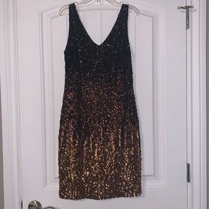 Prom/formal/evening ombré black, copper and gold size M sequin dress